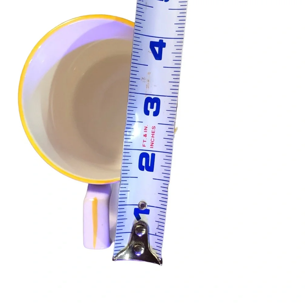 Pier 1 Tea Coffee Cup Yellow Scroll Swirl Dainty Girlfriend Friends Gift Party